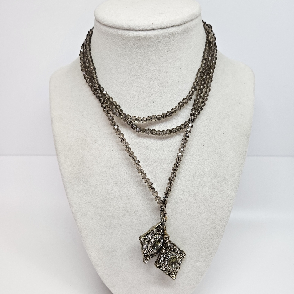 Heidi Daus Deco Trilogy Lariat Convertible Necklace Purple Crystals Rhinestones